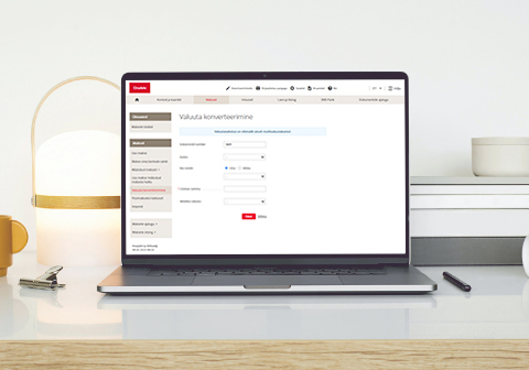 Laptop screen with an open online bank 